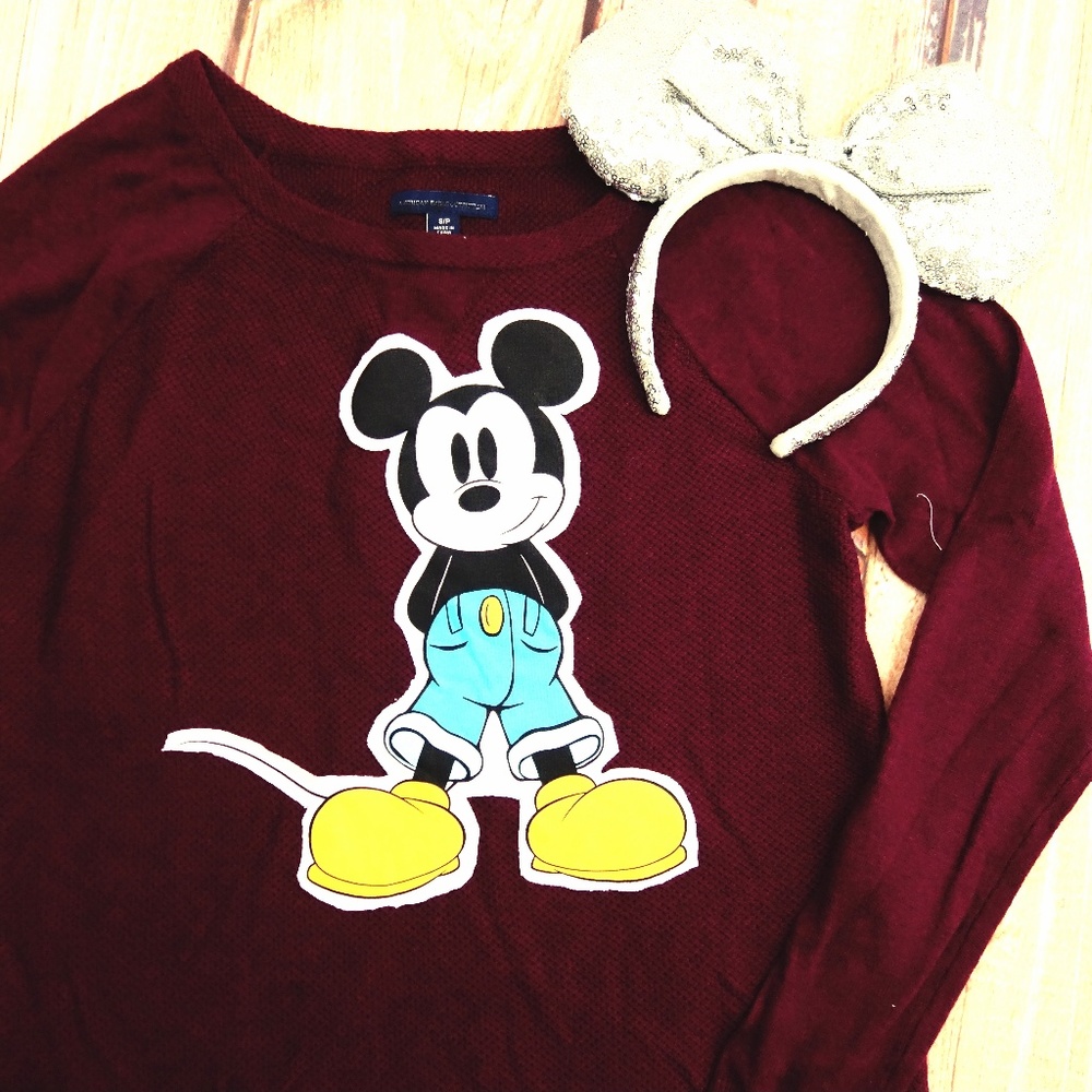Upcycled Mickey Mouse Fuzzy Sweater